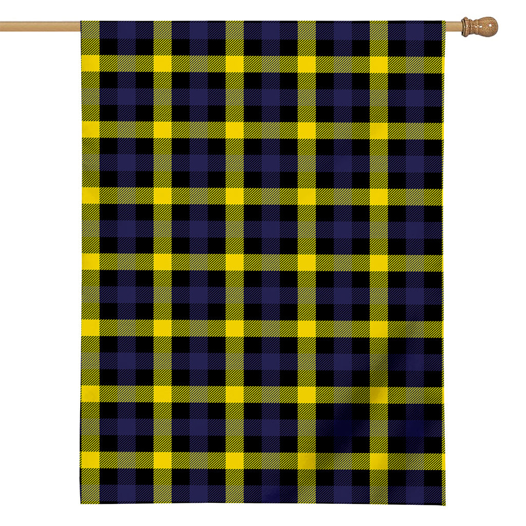 Yellow Navy And Black Plaid Print House Flag
