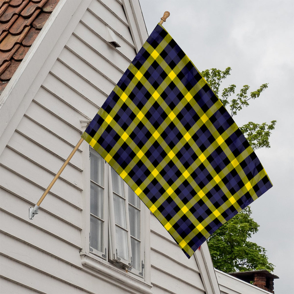 Yellow Navy And Black Plaid Print House Flag