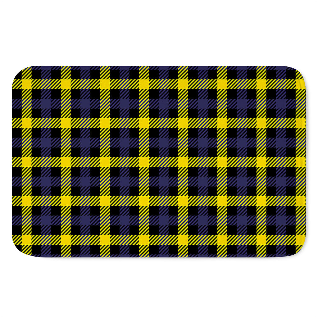 Yellow Navy And Black Plaid Print Indoor Door Mat