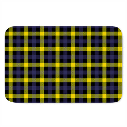 Yellow Navy And Black Plaid Print Indoor Door Mat