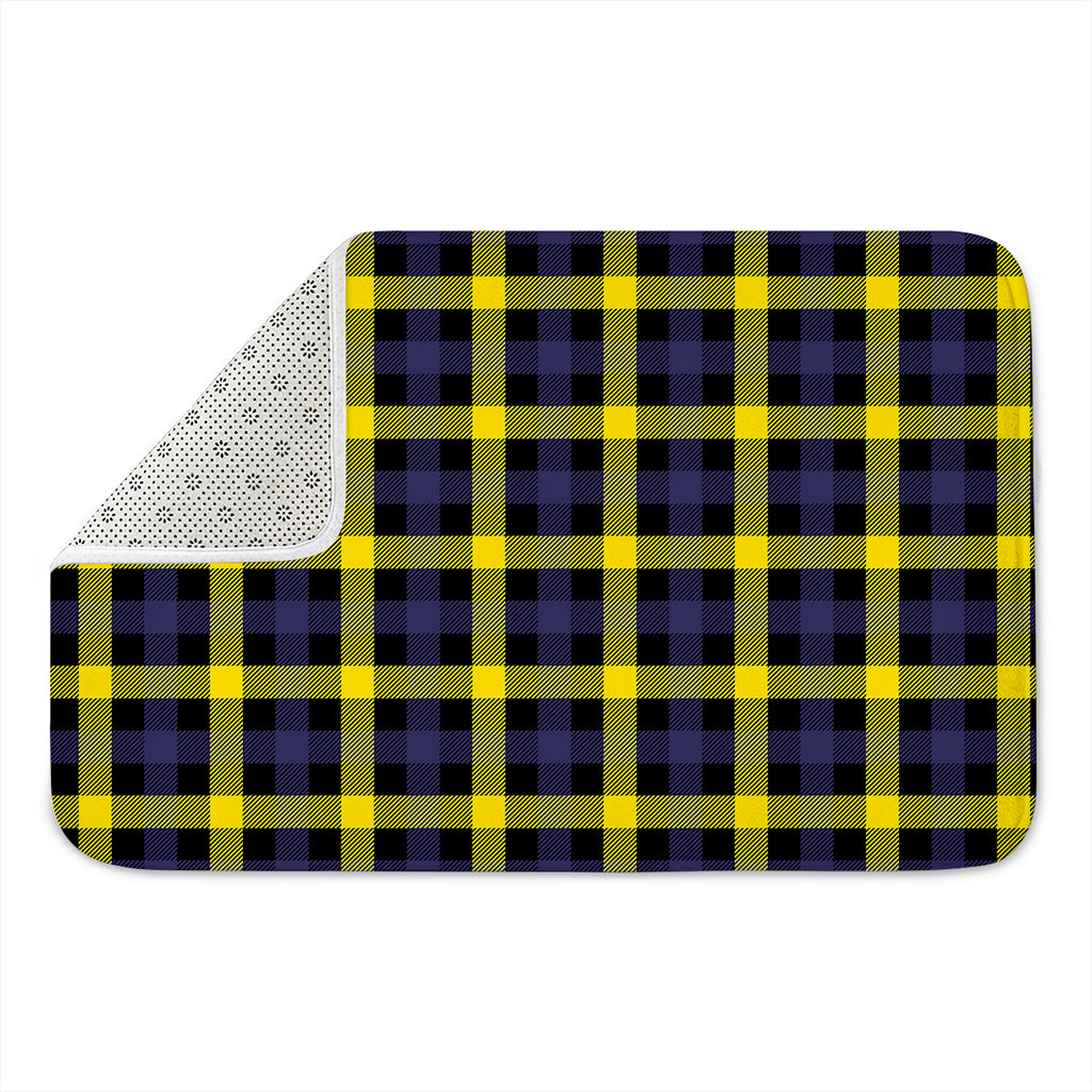 Yellow Navy And Black Plaid Print Indoor Door Mat