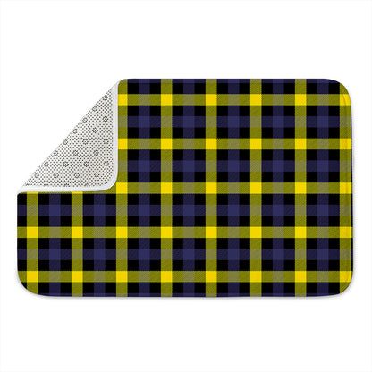 Yellow Navy And Black Plaid Print Indoor Door Mat