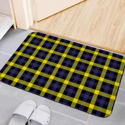 Yellow Navy And Black Plaid Print Indoor Door Mat