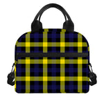 Yellow Navy And Black Plaid Print Insulated Lunch Bag