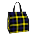 Yellow Navy And Black Plaid Print Insulated Lunch Tote