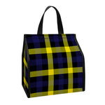 Yellow Navy And Black Plaid Print Insulated Lunch Tote