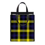 Yellow Navy And Black Plaid Print Insulated Lunch Tote