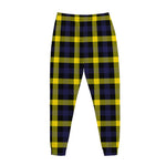 Yellow Navy And Black Plaid Print Jogger Pants