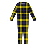 Yellow Navy And Black Plaid Print Jumpsuit