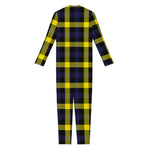 Yellow Navy And Black Plaid Print Jumpsuit