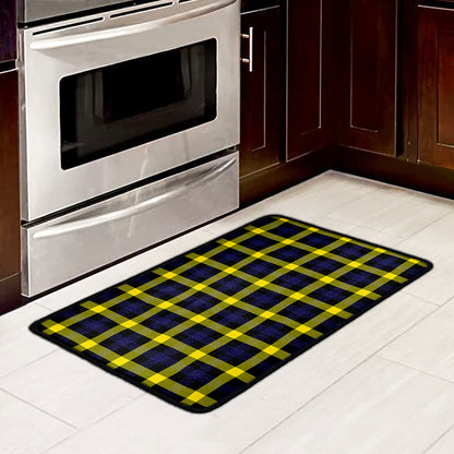 Yellow Navy And Black Plaid Print Kitchen Mat