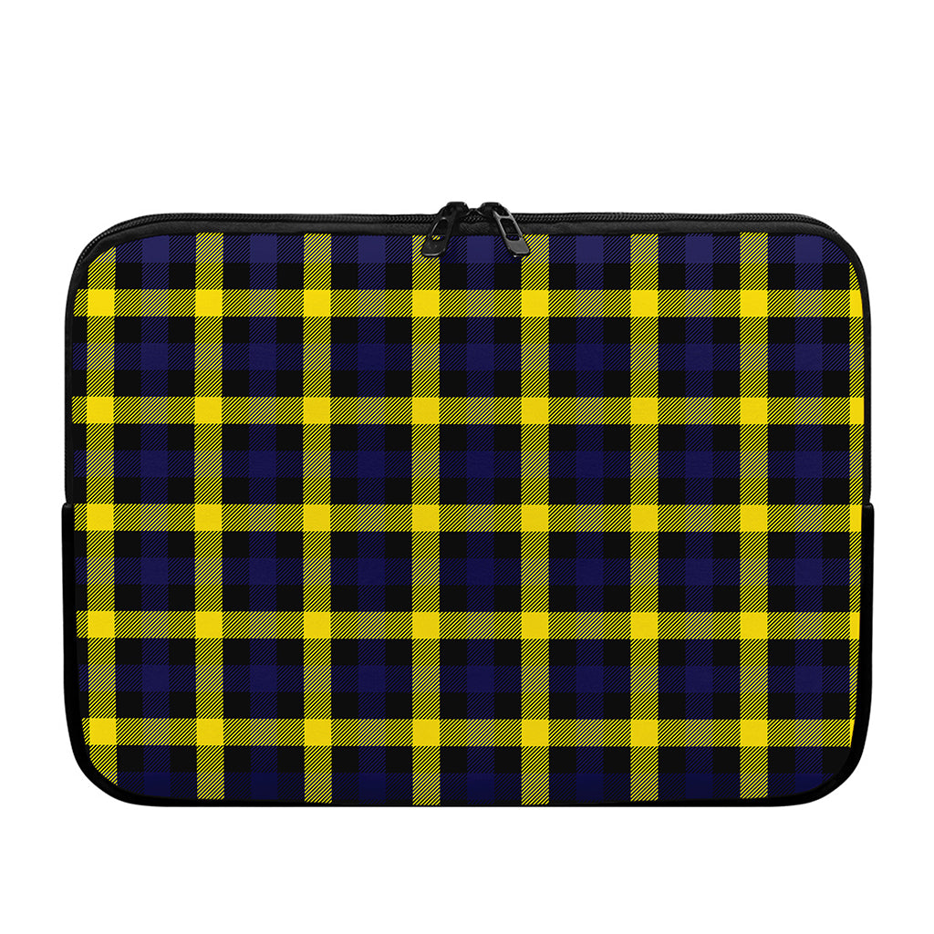 Yellow Navy And Black Plaid Print Laptop Sleeve