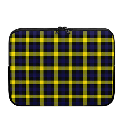 Yellow Navy And Black Plaid Print Laptop Sleeve