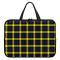 Yellow Navy And Black Plaid Print Laptop Sleeve With Handle