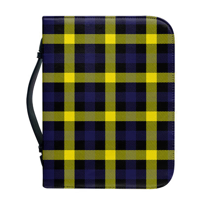 Yellow Navy And Black Plaid Print Leather Bible Cover