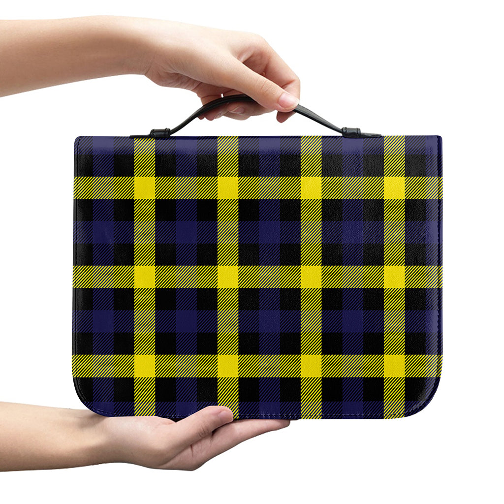 Yellow Navy And Black Plaid Print Leather Bible Cover