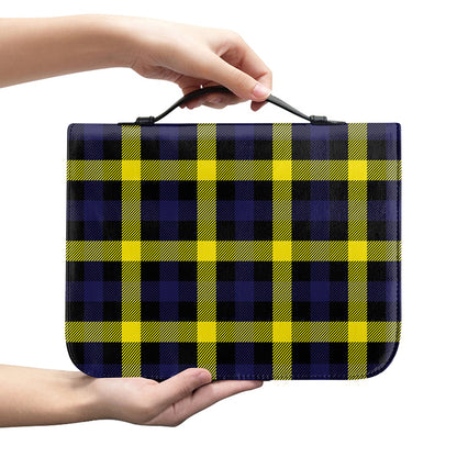 Yellow Navy And Black Plaid Print Leather Bible Cover