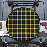 Yellow Navy And Black Plaid Print Leather Spare Tire Cover