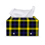 Yellow Navy And Black Plaid Print Leather Tissue Box Cover
