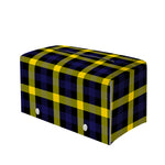 Yellow Navy And Black Plaid Print Leather Tissue Box Cover