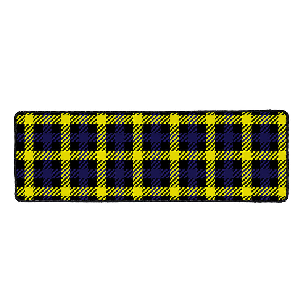 Yellow Navy And Black Plaid Print Long Kitchen Mat