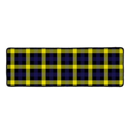 Yellow Navy And Black Plaid Print Long Kitchen Mat