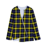Yellow Navy And Black Plaid Print Long Sleeve Short Coat