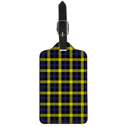 Yellow Navy And Black Plaid Print Luggage Tag
