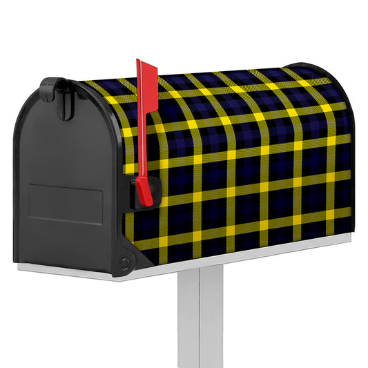 Yellow Navy And Black Plaid Print Mailbox Cover