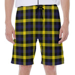 Yellow Navy And Black Plaid Print Men's Beach Shorts