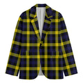 Yellow Navy And Black Plaid Print Men's Blazer