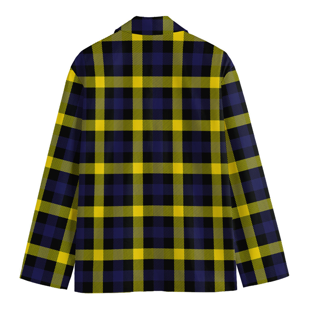 Yellow Navy And Black Plaid Print Men's Blazer