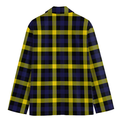 Yellow Navy And Black Plaid Print Men's Blazer