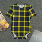 Yellow Navy And Black Plaid Print Men's Bodysuit