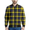 Yellow Navy And Black Plaid Print Men's Bomber Jacket