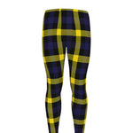 Yellow Navy And Black Plaid Print Men's leggings