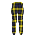 Yellow Navy And Black Plaid Print Men's leggings