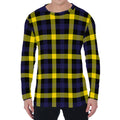 Yellow Navy And Black Plaid Print Men's Long Sleeve T-Shirt