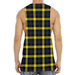 Yellow Navy And Black Plaid Print Men's Muscle Tank Top