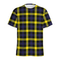Yellow Navy And Black Plaid Print Men's Athletic T-Shirt