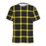 Yellow Navy And Black Plaid Print Men's Sports T-Shirt
