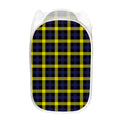 Yellow Navy And Black Plaid Print Mesh Laundry Hamper
