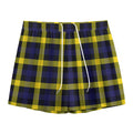 Yellow Navy And Black Plaid Print Mesh Shorts