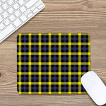 Yellow Navy And Black Plaid Print Mouse Pad