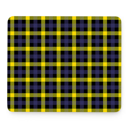 Yellow Navy And Black Plaid Print Mouse Pad