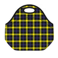 Yellow Navy And Black Plaid Print Neoprene Lunch Bag