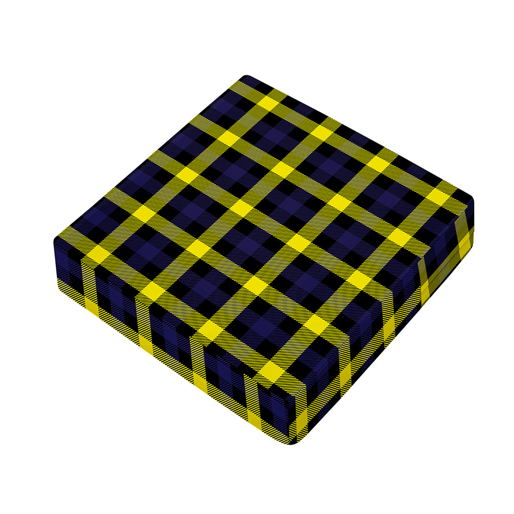Yellow Navy And Black Plaid Print Outdoor Seat Cushion Cover