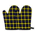 Yellow Navy And Black Plaid Print Oven Mitts