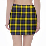 Yellow Navy And Black Plaid Print Pencil Mini Skirt