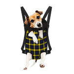 Yellow Navy And Black Plaid Print Pet Carrier Backpack